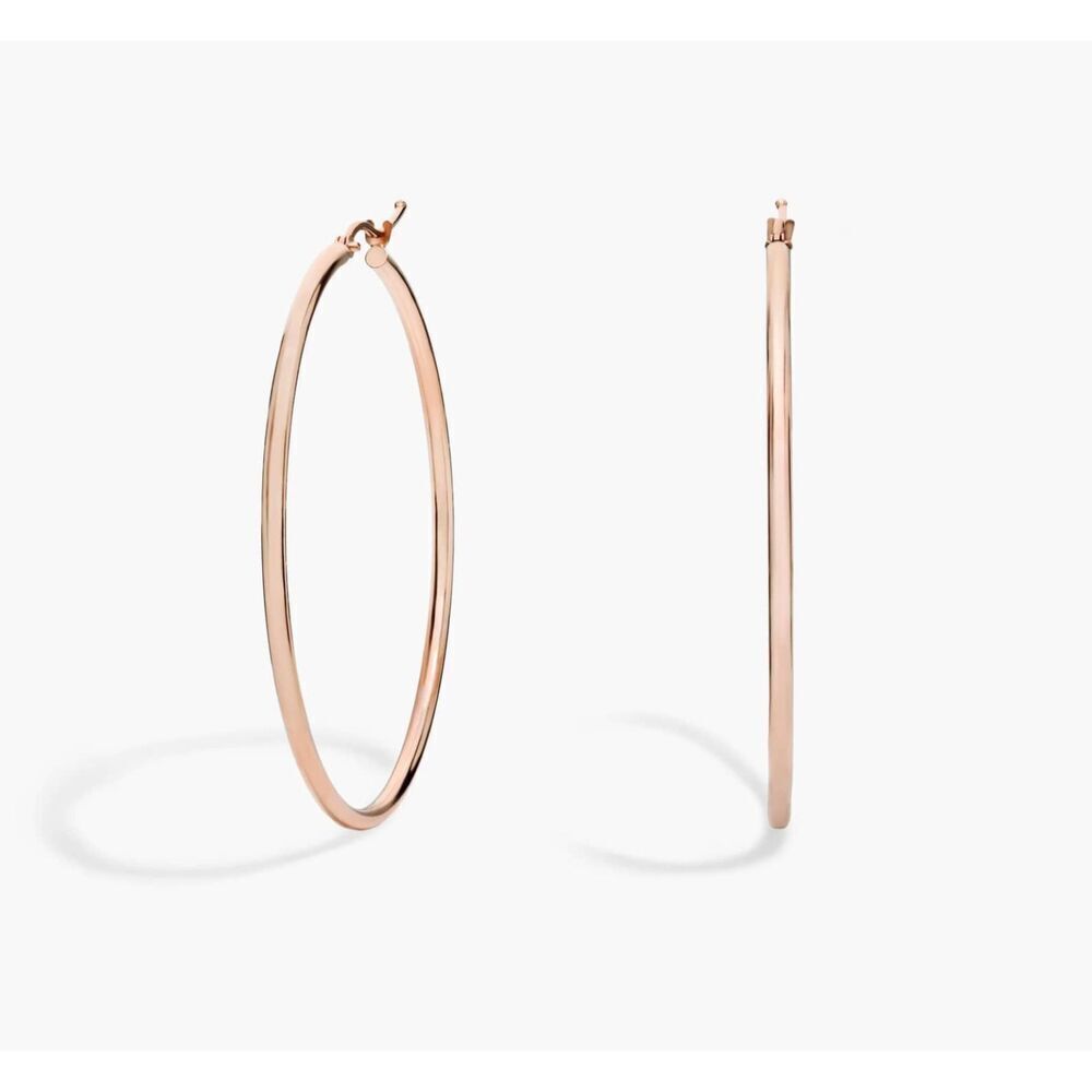 Rose Gold 2" Hoop Earrings Chic Minimal Classy